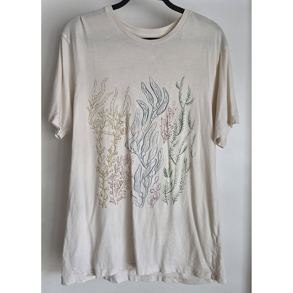 Mollusk T-Shirt Size M Cream Graphic Print Cotton Short Sleeve Casual Tee